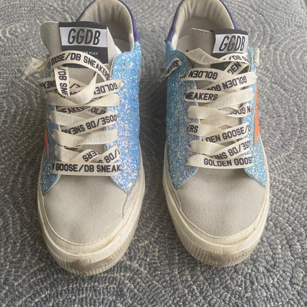 Golden Goose Women's Glitter Sneakers - Blue and Orange - Picture 2 of 5